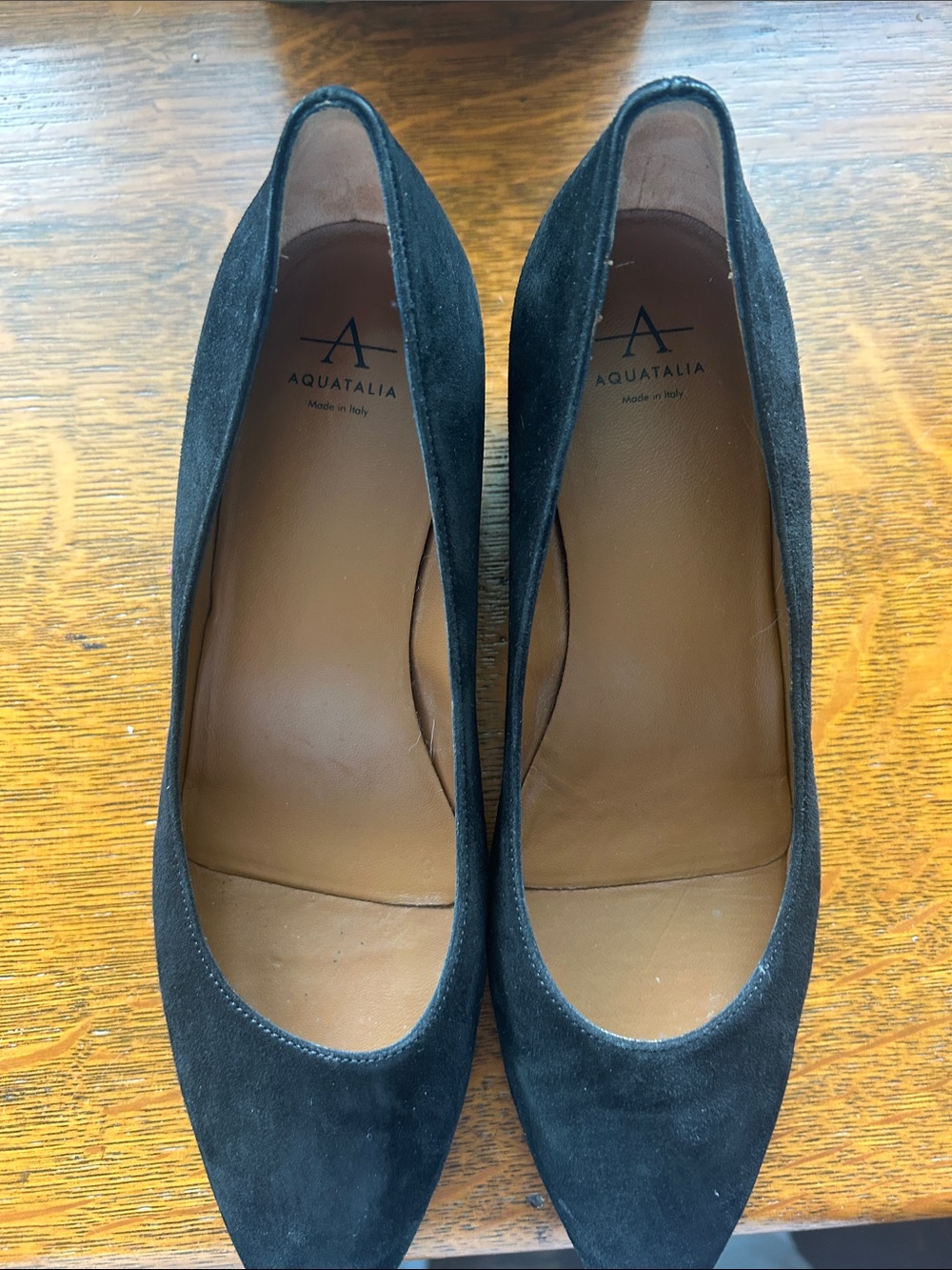 Aquatalia Black Suede Low Block Heel Pumps - Picture 3 of 6